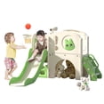 thumbnail image 1 of Nyeekoy 8 in 1 Toddler Slide, Kid Slide Freestanding, for Age 1-3, with Basketball Hoop and Telescope, Indoor Outdoor,Green, 1 of 16