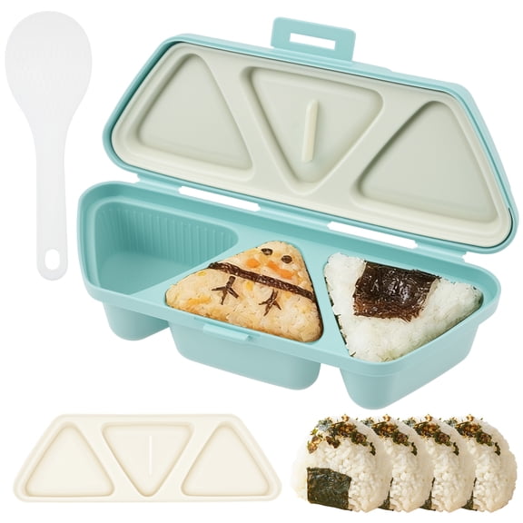 6-in-1 Triangle Onigiri Mold, 6-in-1 Triangle Sushi Molds, Foldable Triangle Rice Ball Molds. Quick to Make, Non-stick for Picnics and Making Sushi. Easy to Store and Carry. (Blue)