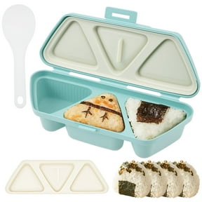 6 in 1 Onigiri Mold, Triangle Rice Ball Maker, BPA-Free Non-Stick Sushi Press for Kids Bento Lunch Box Prep, Foldable, Blue