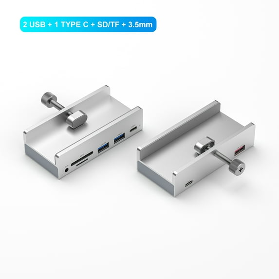 6-in-1 USB 3.0 Hub, 5Gbps Aluminum Alloy Multiport Adapter with TF Card Slot for Laptop & Desktop