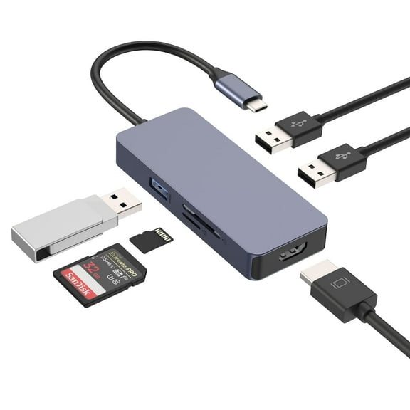 TOTU 6 in 1 USB C Hub HDMI Adapter, Dock USB C Adapter to 3 USB