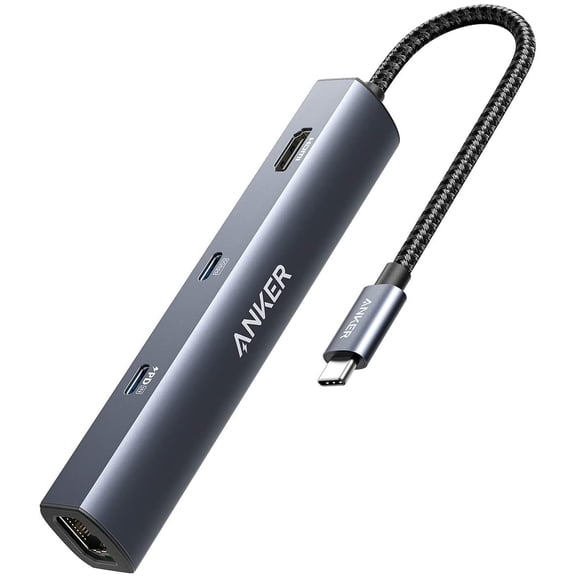 6-in-1 USB C Hub with 65W Power Delivery, 4K HDMI, 1Gbps Ethernet, Ports for MacBook Air, iPad Pro, XPS, and More