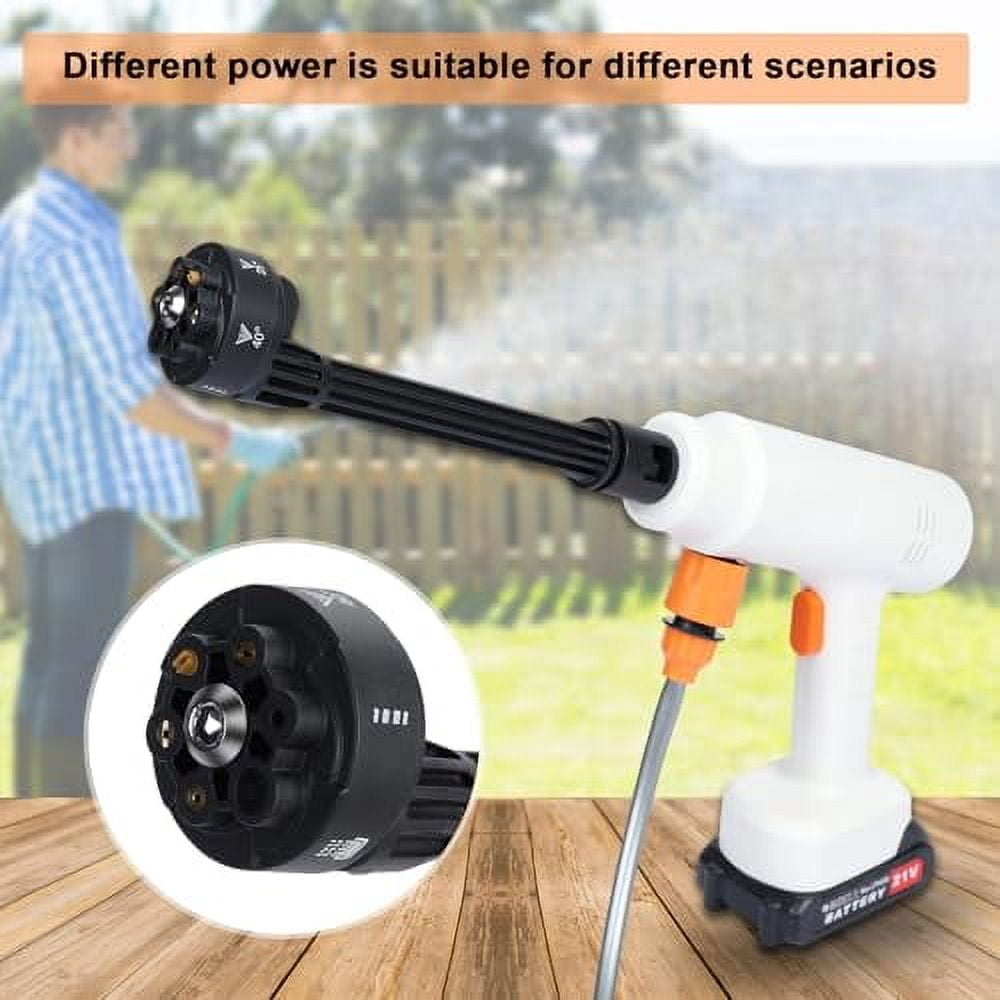 6-in-1 Upgraded Cordless Pressure Washer, 2x1500mAh Rechargeable Power Washer, Multi-Functional Adjustable Nozzle Portable Pressure Washer with Water Pipe for Car, Floor Watering (