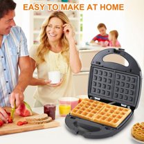 6 in 1 Waffle Iron Set,  Press Grill and Electric Sandwich Maker with Removable Non-Stick Plate - Black & Gray