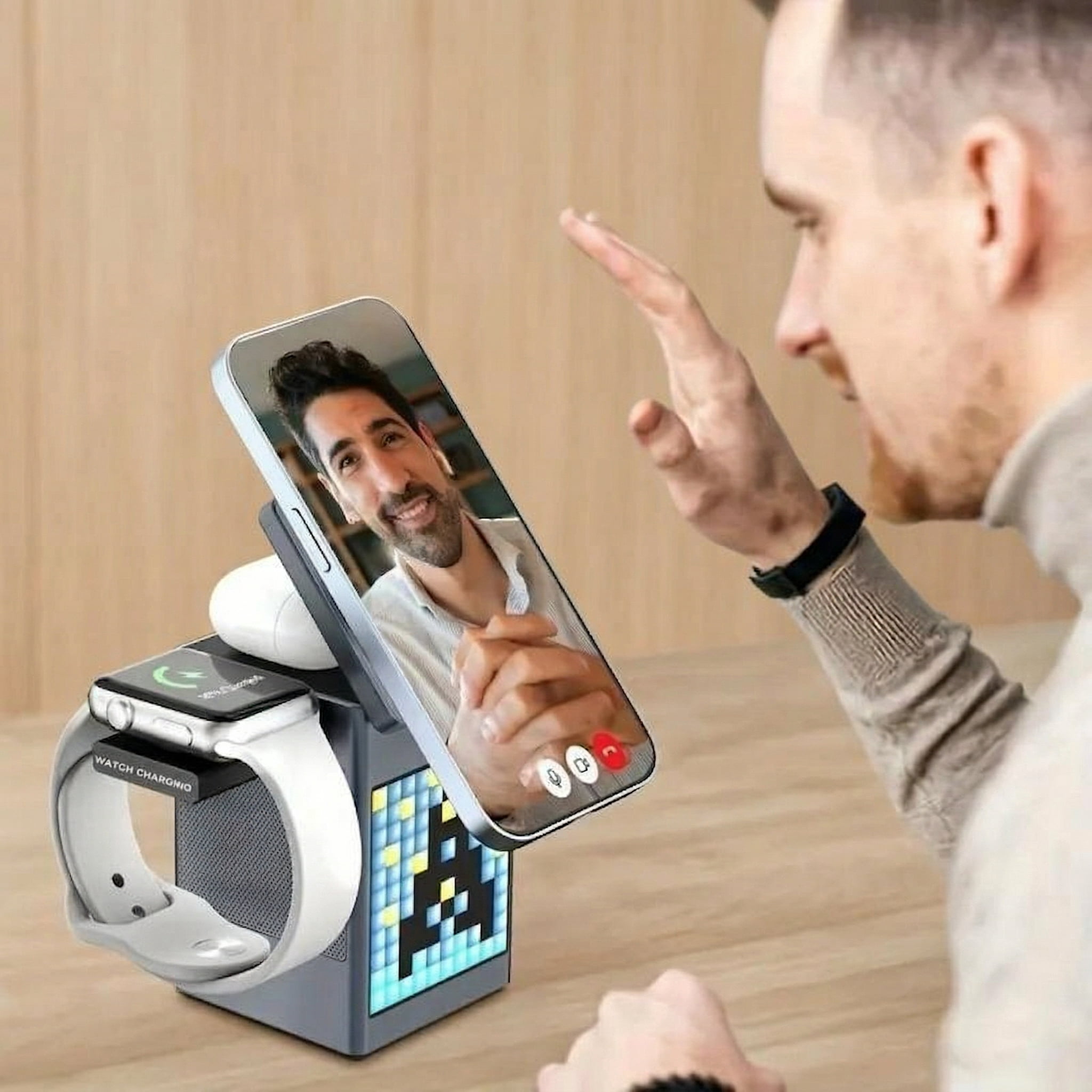 6-in-1 Wireless Charging Dock with Speaker, Digital Clock & Ambient Light - Magnetic Fast Charger for iPhone 16/15/14/13/12 & AirPods | Perfect Tech Gift