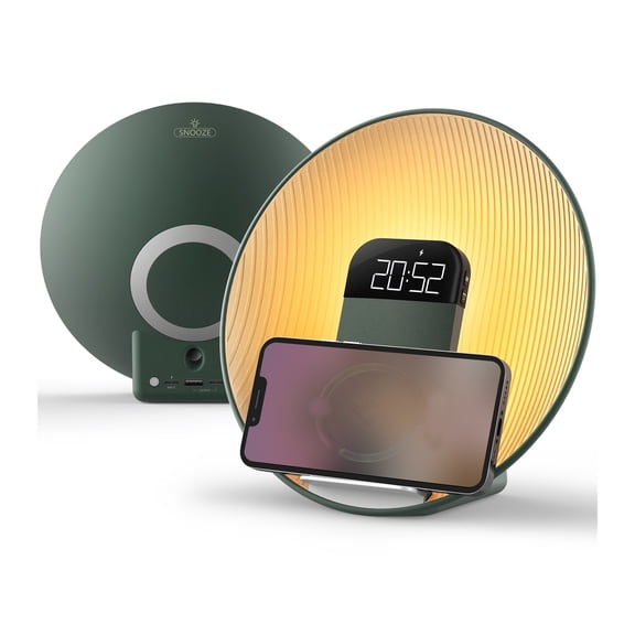 6-in-1 Wireless Charging Station Alarm Clock with Desk Lamp - Fast Charger for iPhone 12/13/14/15 Pro/Mini, for AirPods - Valentine's Day Gift for Him/Her, Bedroom & Office Essentials