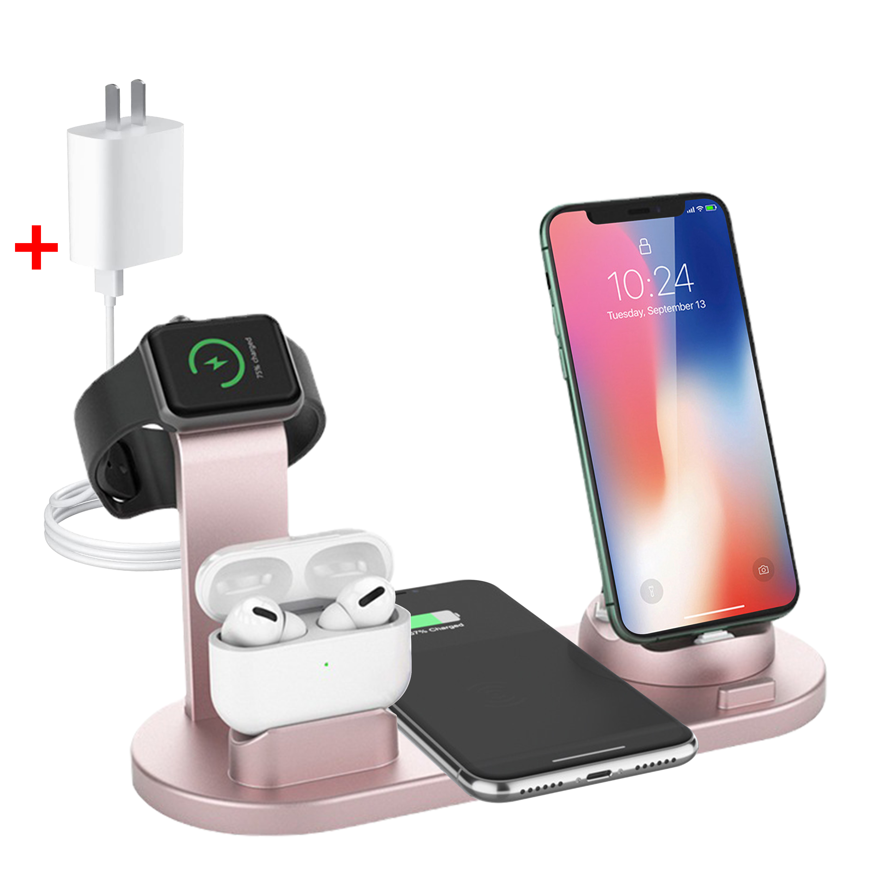 6 in 1 Wireless Charging Station Fast Charging Stand for iPhone, Watch