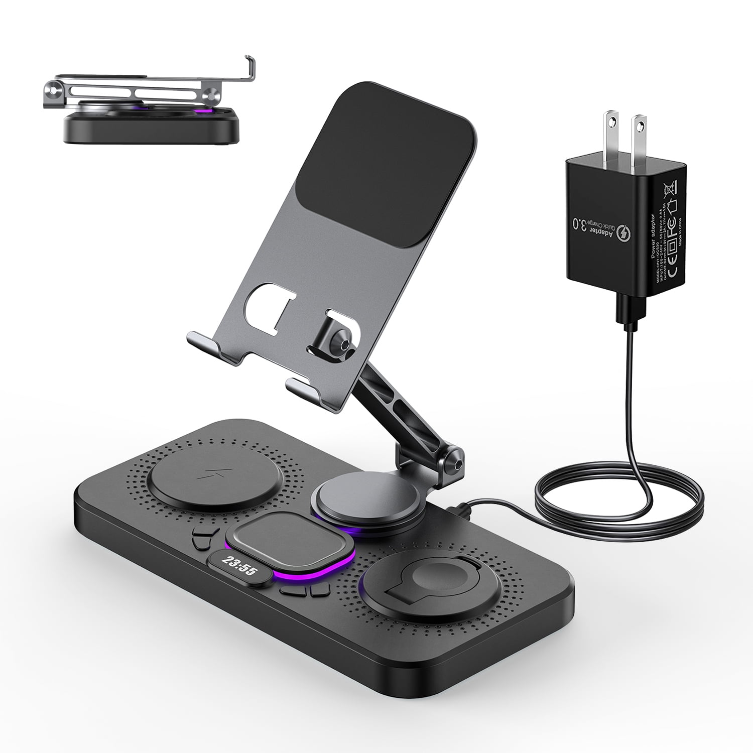 6-in-1 Wireless Charging Station for Multiple Devices with Clock ...