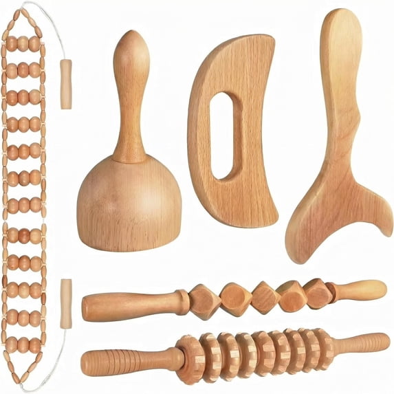 6 in 1 Wood Massage Tool Set, Full Body Sculpting Massager for Lymphatic Care, Body Shaping and Daily Body Care