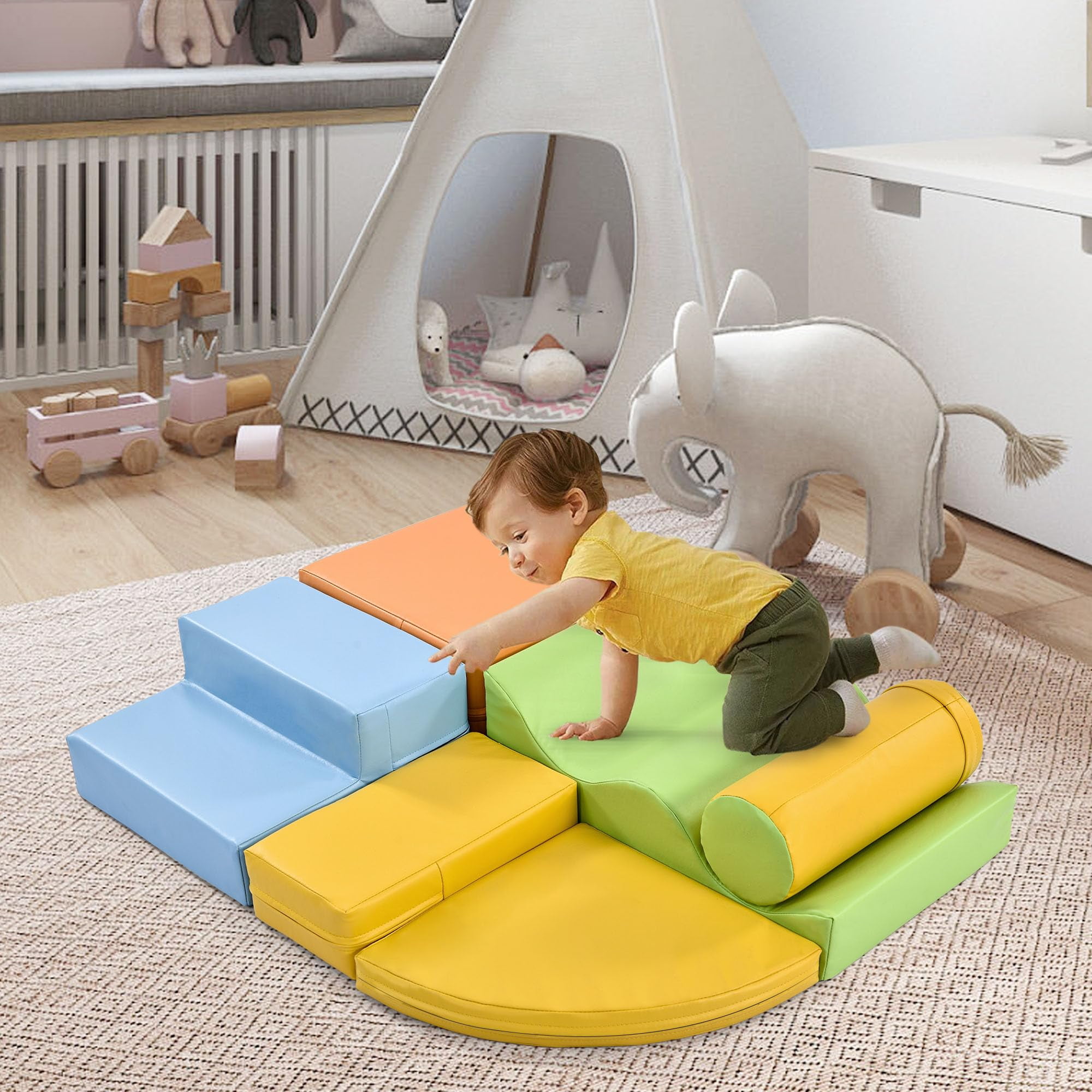 6-in-1Crawl Activity Play Set For Toddler Indoor Active Play Structure ...