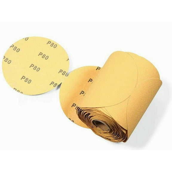 6 in 80 Grit Sanding Discs Sandpaper 100 Roll PSA Sticky Back Adhesive DA Sander