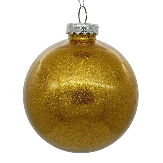 6 in. Antique Gold Glitter Clear Ball - 4 per Bag