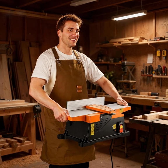 6 in Benchtop Jointer, 2 Hp 12000 Rpm Wood Jointer, Straight Cutterhead, 2 Hss Blades, Adjustable Fence