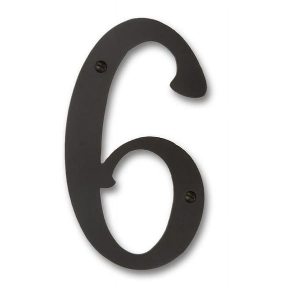6 in. Brass House Number-6, Champagne - Textured Black