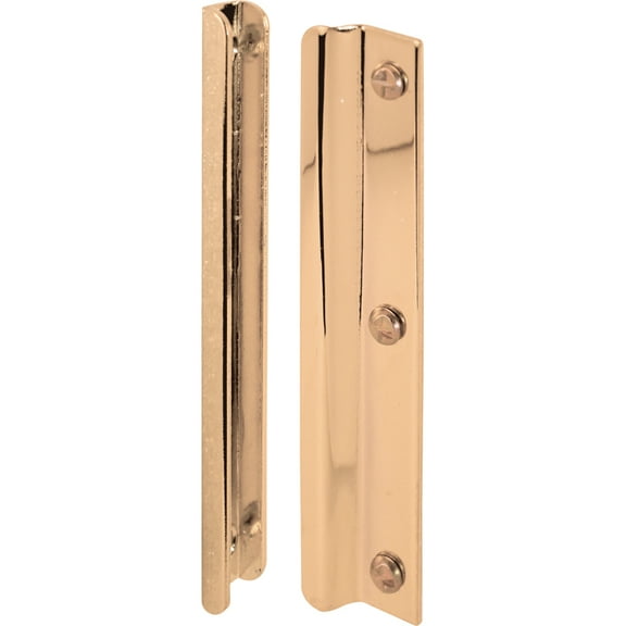 6 in. Bright Brass Steel Constructed Latch Shield, For Swing-In Doors (1-set)