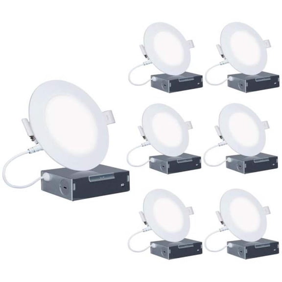 Infibrite 6” LED Light Fixture, Dimmable Thin Recessed Flush Mount Ceiling Light, Clear White, 6 Pack