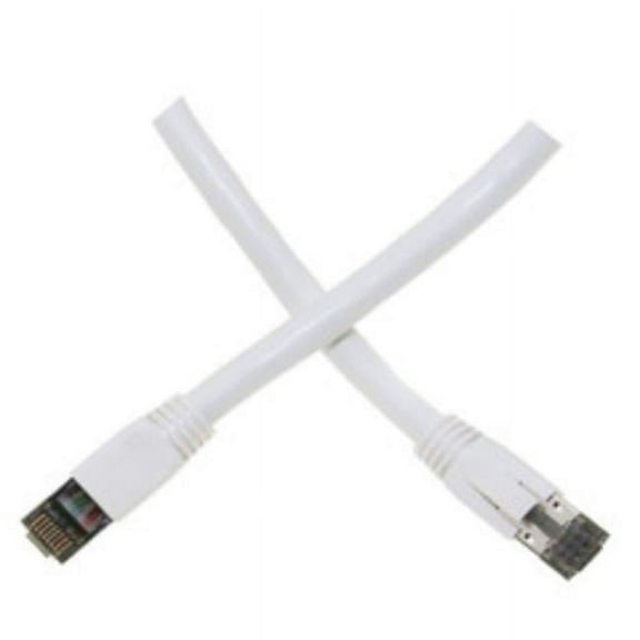 6 in. Cat8 White S-FTP Ethernet Patch Cable with Molded Boot, 40Gbps - 2000MHz, 24AWG Stranded Pure Copper & RJ45 Male - Set of 8