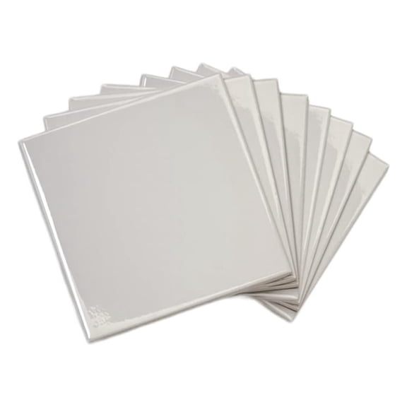 6 in Ceramic Tile Gloss 6x6 Box of 8 Piece for Bathroom Wall and Kitchen Backsplash by (Light Gray)