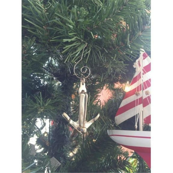 6 in. Chrome Admiralty Anchor Christmas Tree Ornament