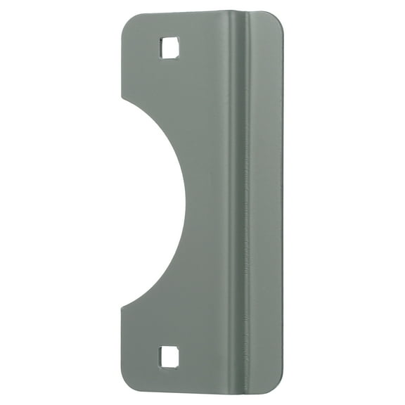 6 in. Gray-Painted Steel Latch Shield with 5/16 in. Offset and a Radius Cutaway to fit 2-3/8 in. Backsets