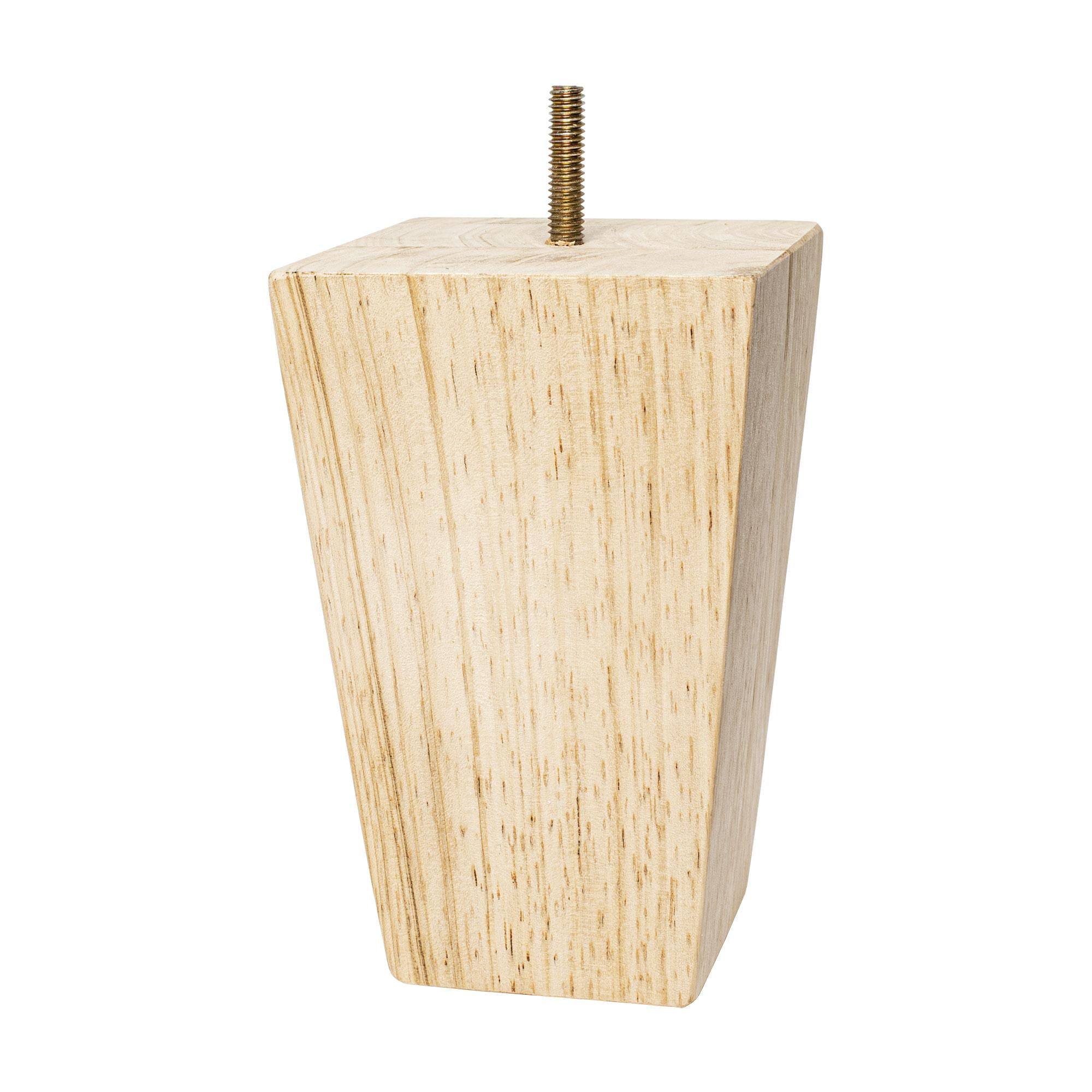 Unfinished Solid Hardwood Square Bun Foot Leg, 6" Height