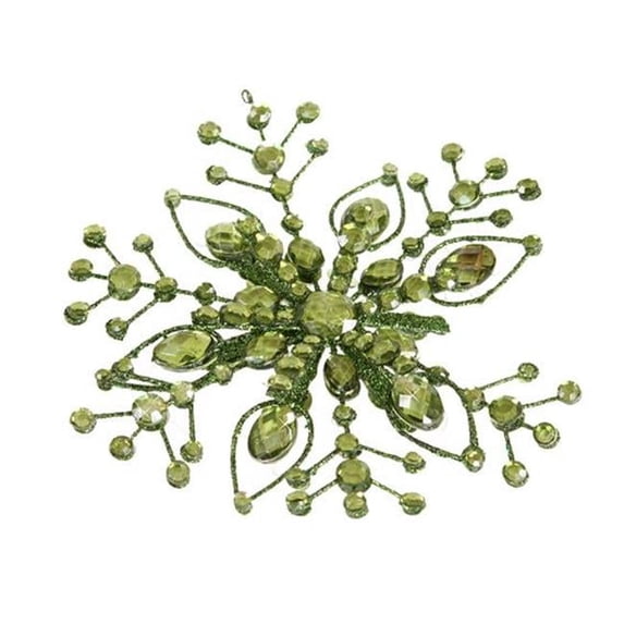 6 in. Hanging Jewel Snowflake, Green - Pack of 24