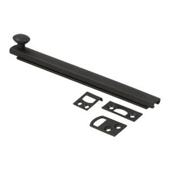 6 in. Heavy Duty Surface Bolt with Concealed Screw, Black - Solid