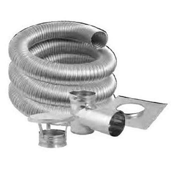 6 in. I.D DuraFlex Pro Flexible Liner Chimney Pipe - Single Wall - 30 ft. Pro Tee Kit