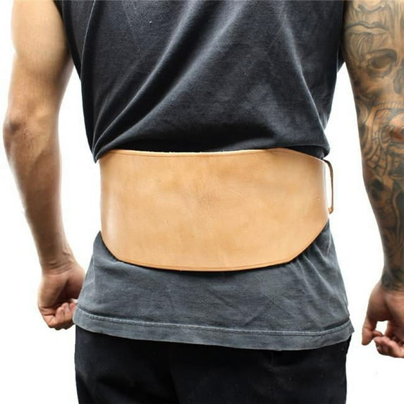 6 in. Last Punch New Split Leather Weight Lifting Belt Padded Power, Beige - Large