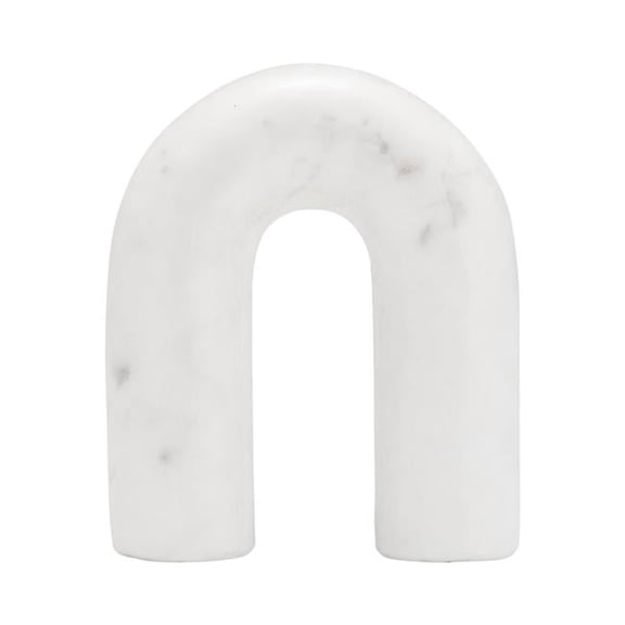 6 in. Marble Rounded Horseshoe Table Top Decor, White