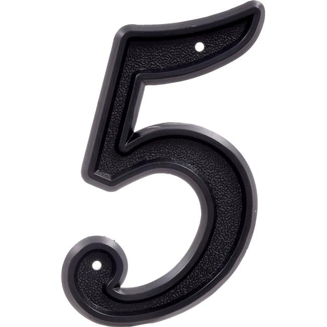 6 in. Matte Black Plastic House Number - 5 -  6 Piece