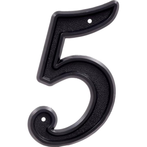 6 in. Matte Black Plastic House Number - 5 - 6 Piece