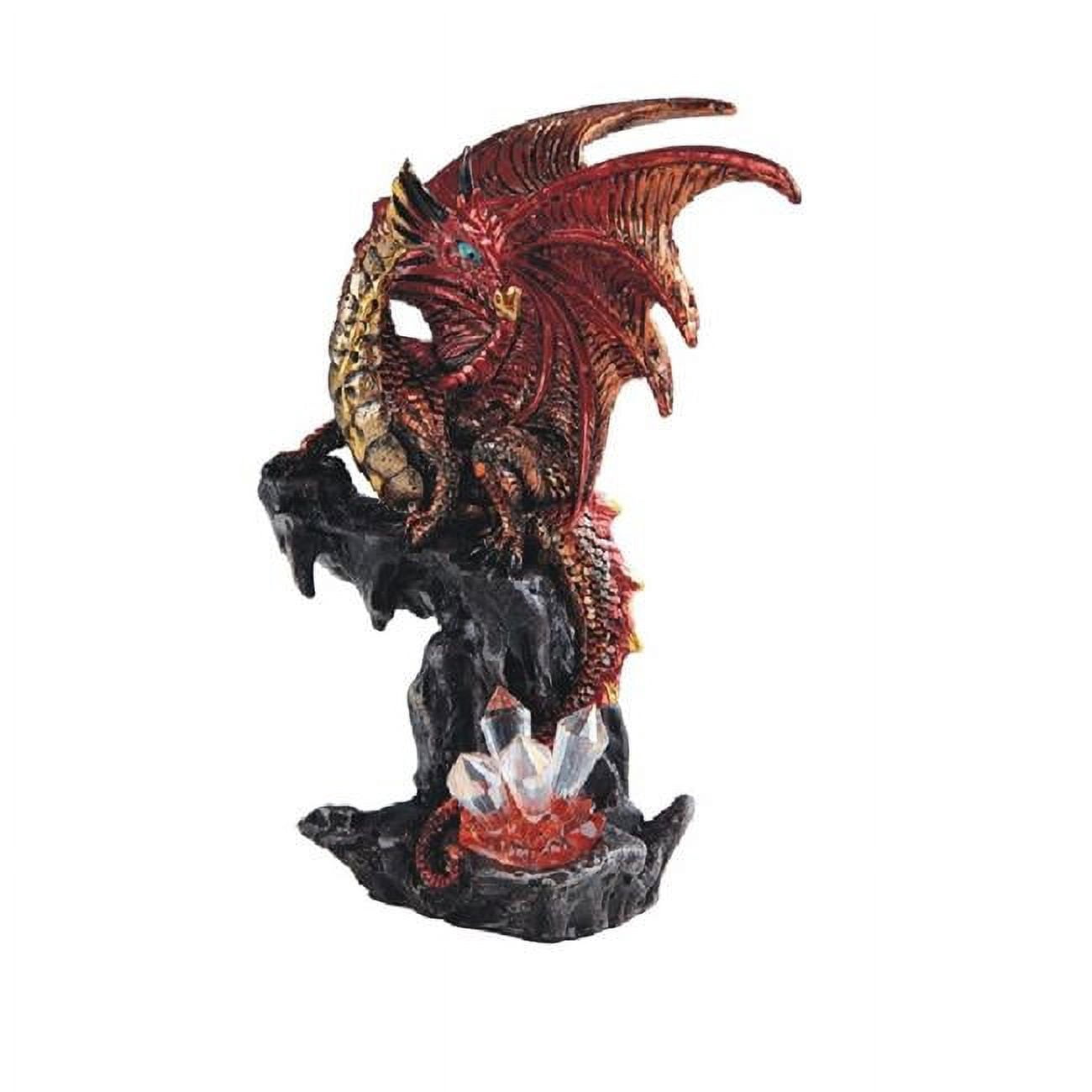 6 in. Medieval Volcano Dragon Guarding Crystal Gemstone Statue Fantasy ...