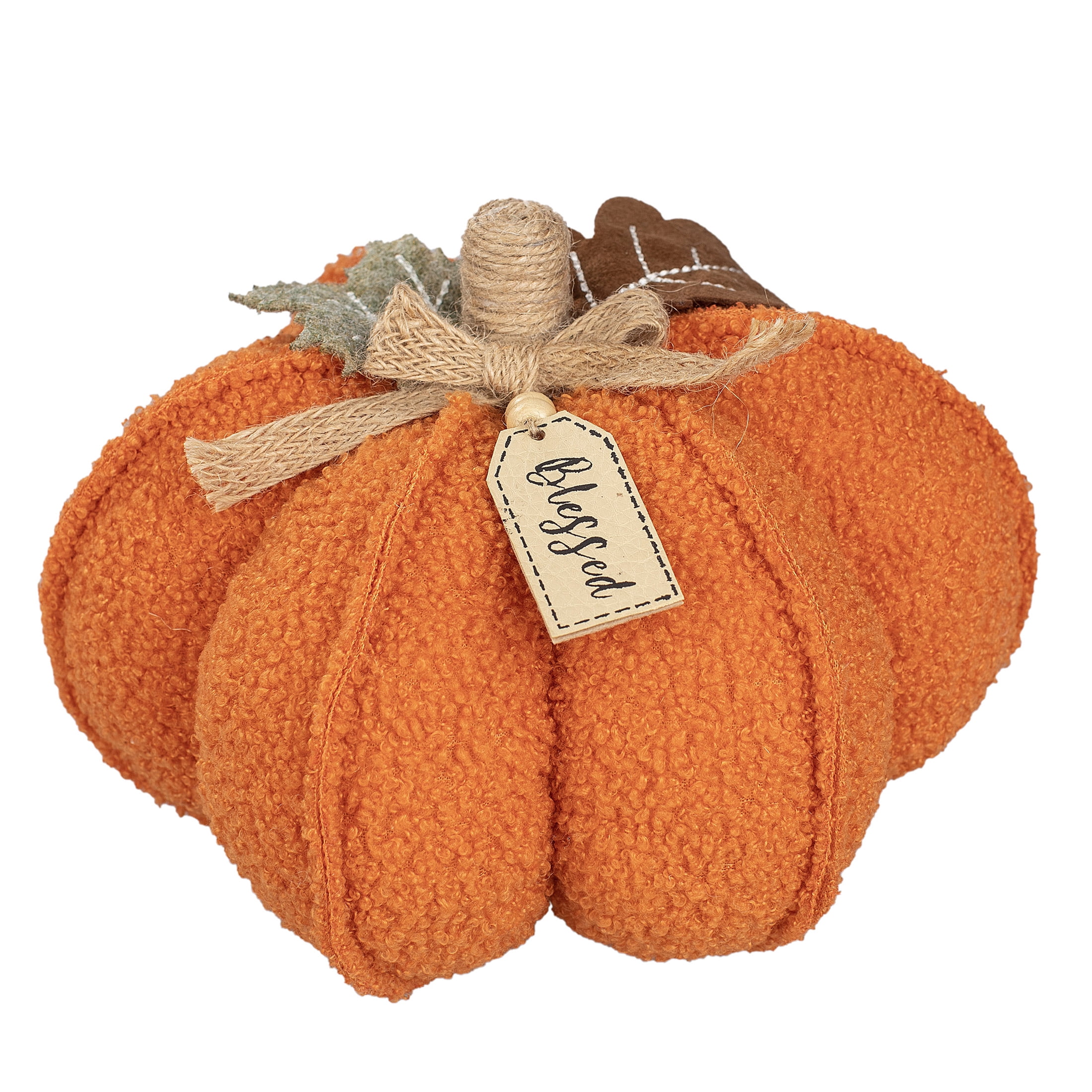 6 in Orange Fabric Pumpkin Harvest Tabletop Decoration, Way to