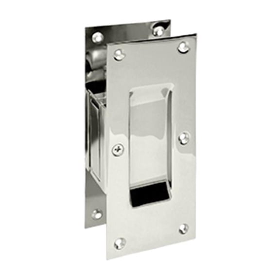 6 in. Passage Decorative Pocket Lock- Bright Nickel - Solid