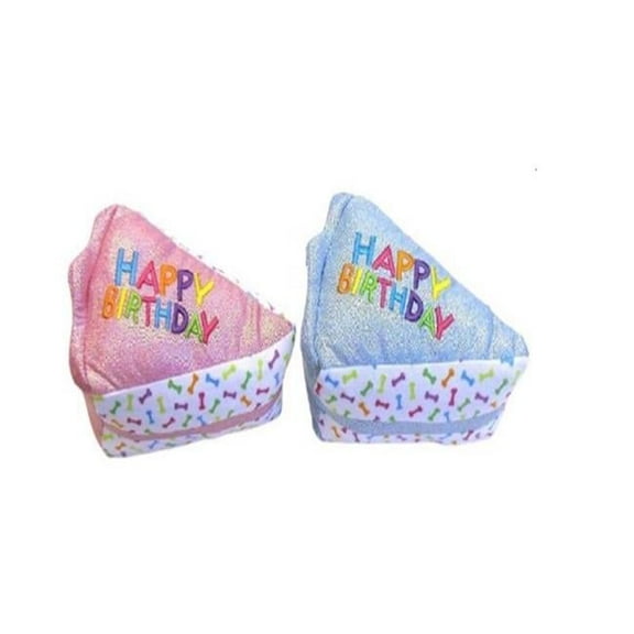 6 in. Plush Birthday Cake Slice Dog Toy, Multi Color
