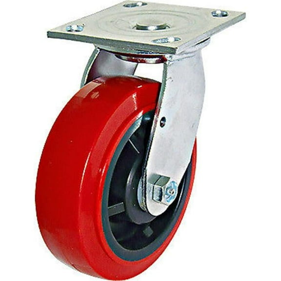 6 in. Polyurethane Mold on Swivel Caster, Red