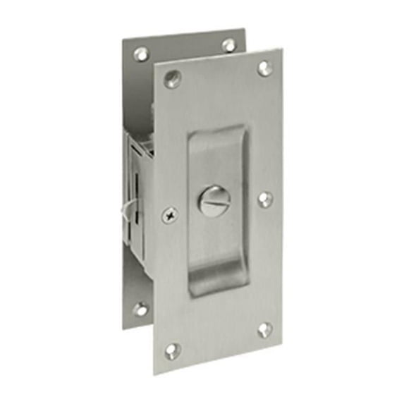 6 in. Privacy Decorative Pocket Lock, Satin Nickel - Solid