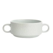 6 in. Round Stackable Bouillon with 2 Handle, White