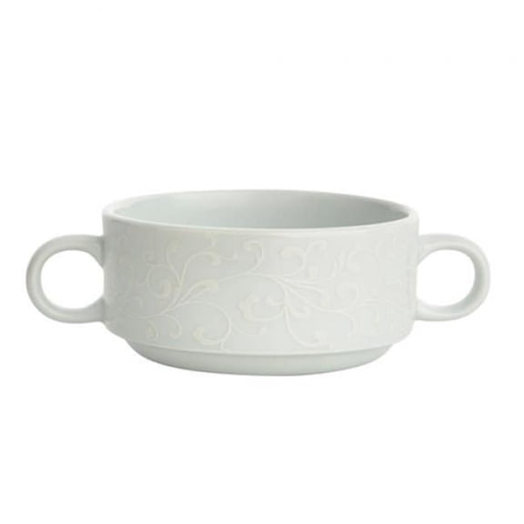 6 in. Round Stackable Bouillon with 2 Handle, White