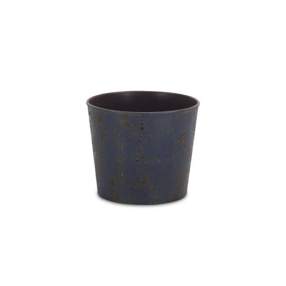 6 in. Round Tapered Recycled Plastic Planter, Rustic Blue