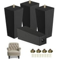 thumbnail image 1 of 6 in Square Black Solid Wood Furniture Legs, Adjustable Feet, Set of 4, 800 lbs, 1 of 7
