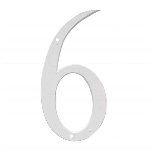 6 in. Standard House Number, White - Number 6