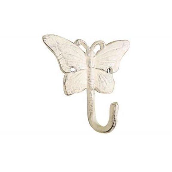 6 in. Whitewashed Cast Iron Butterfly Hook