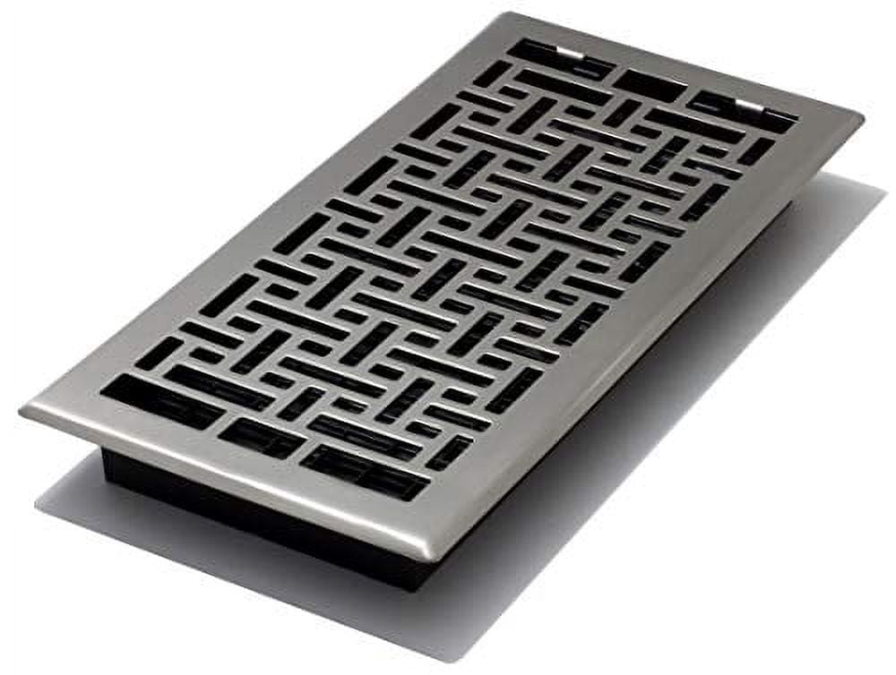 Oriental Brushed Nickel 6x14 Floor Register with Polystyrene Damper