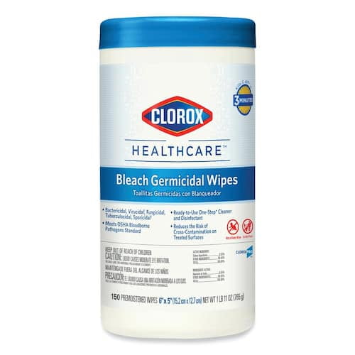 6 in. x 5 in. Unscented Bleach Germicidal Disinfecting Wipes, Canister (150-Count) (Pack of 2)