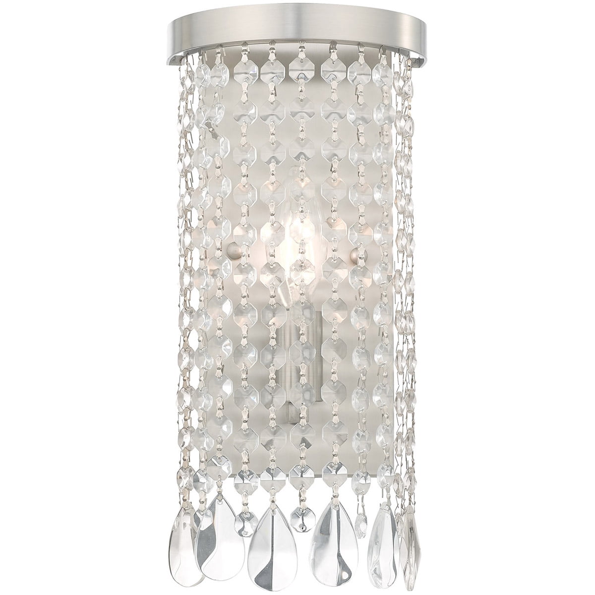 Brushed Nickel Crystal Shade 1-Light Wall Sconce