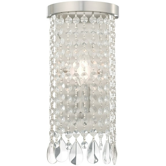 6 inch 1 Light Brushed Nickel ADA Wall Sconce with Clear Crystals Shade