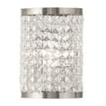thumbnail image 1 of 6 inch 1 Light Brushed Nickel Wall Sconce with Clear Crystals Shade, 1 of 6