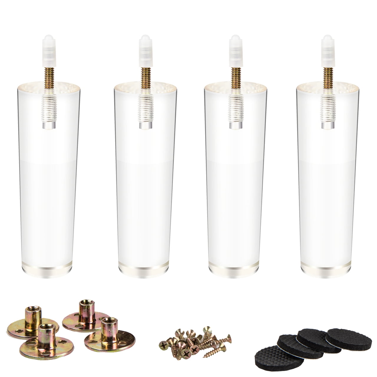 6 inch / 15cm Acrylic Furniture Legs, LAVANE 4PCS Tapered Clear Glass Replacement Furniture Feet